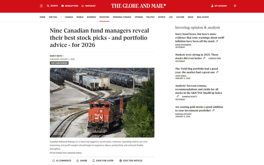 « Nous prévoyons une accélération de la croissance économique en 2026. » – Laura Lau, directrice des investissements, dans le Globe and Mail